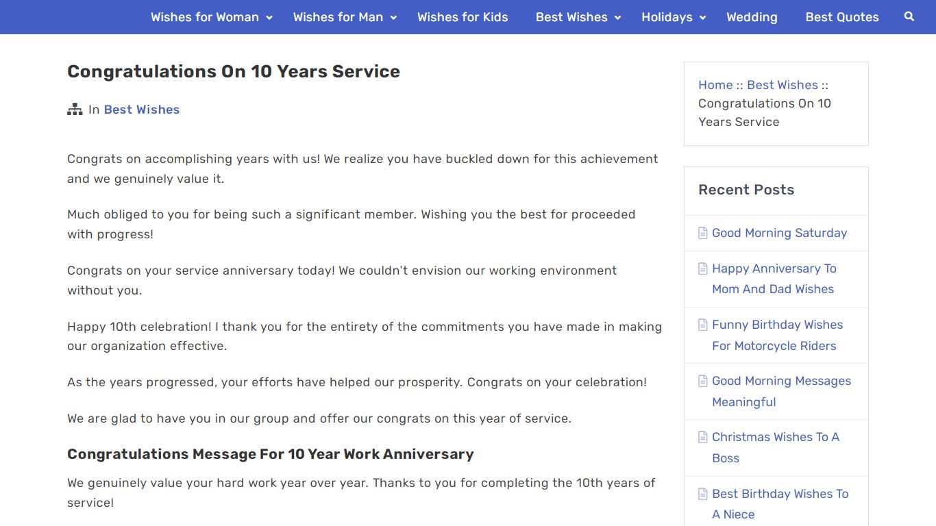 Congratulations On 10 Years Service: Best Wishes to All of You